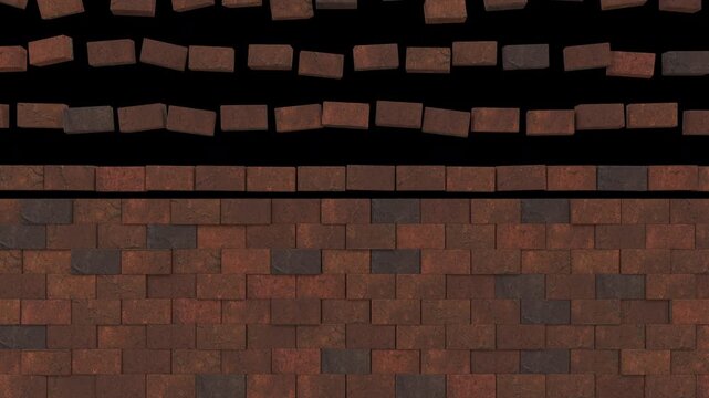 Animated Brick Wall Horizontal To Vertical Wipe Transition for Construction and Gaming Edits