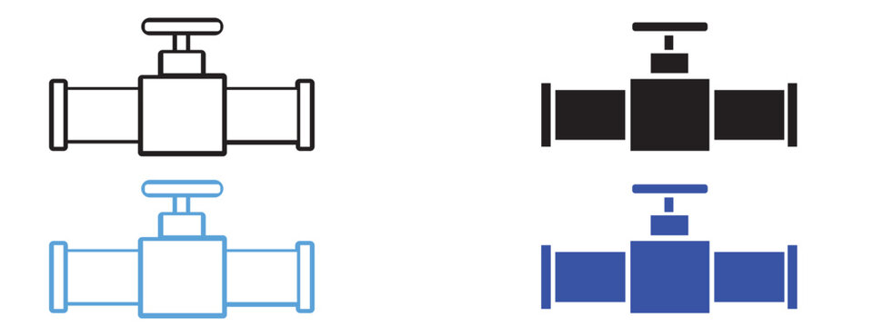 Industrial pipeline valve icons for plumbing and engineering systems