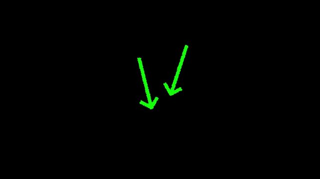 Set of animated white arrow overlays including hand-drawn chalk doodles and dashed directional pointers. black background. Motion Graphic concept. animation