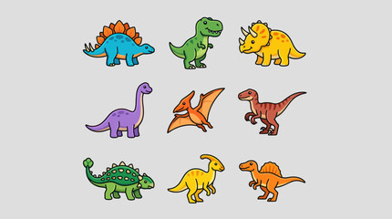 Cute cartoon dinosaurs collection © Leomord
