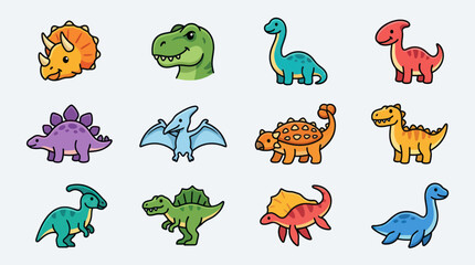 Cute cartoon dinosaurs collection © Leomord