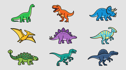 Cute cartoon dinosaurs collection © Leomord