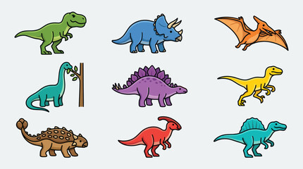 Cute cartoon dinosaurs collection © Leomord