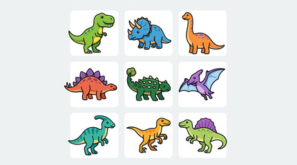 Cute cartoon dinosaurs collection © Leomord