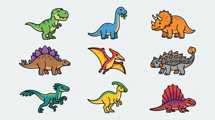 Cute cartoon dinosaurs collection © Leomord