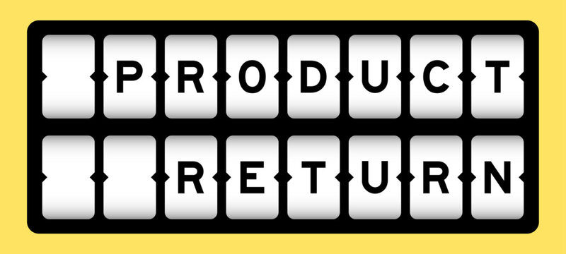Black color in word product return on slot banner with yellow color background