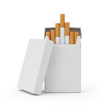 Open blank white pack of cigarettes with filter tips