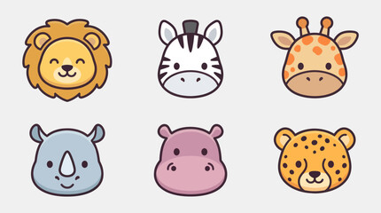 Cute cartoon safari animals set © Leomord