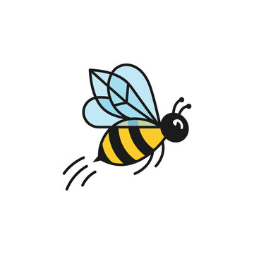 Cartoon bee in flight motion.