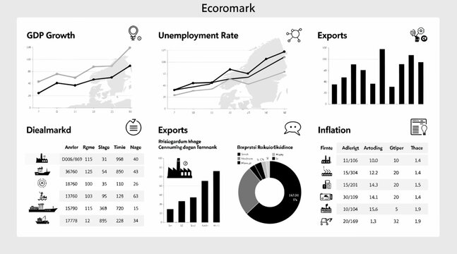 Economic indicators dashboard with charts and tables