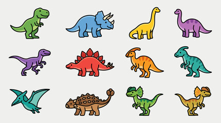 Cute dinosaur collection cartoon style © Leomord
