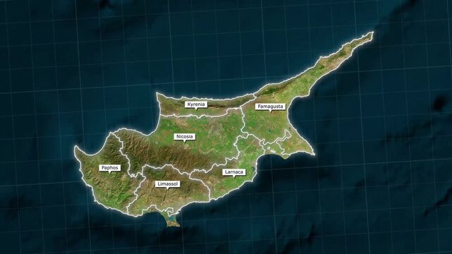 Cyprus Map Animation with Districts and Major Cities