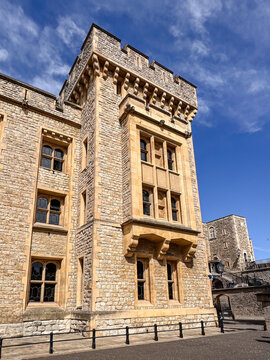 Historic Waterloo Barracks at the Tower of London Against Blue Sky