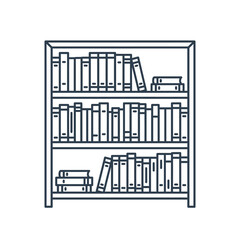 Fototapeta premium Bookshelf with multiple books stacked.