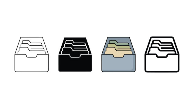 Collection of four different icon styles for an index card file box