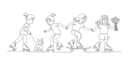 Fototapeta premium Modern continuous line illustration of relationship, romance and togetherness.