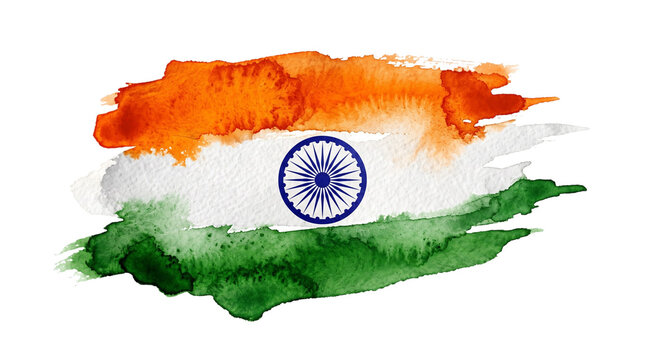 Indian flag watercolor splash isolated on transparent background