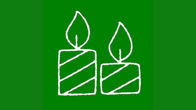 Professional Outline Looping With Candle Green Screen Element