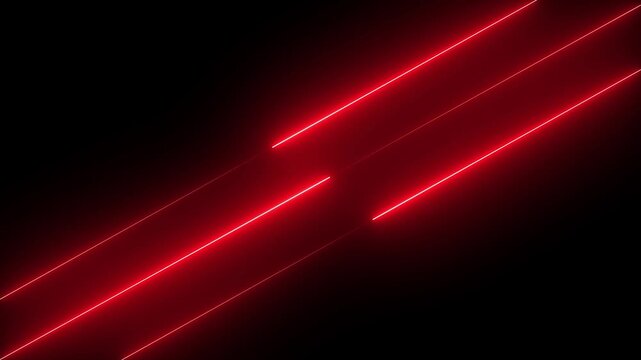 Bright neon red stripes abstract 3d motion background. Seamless looping animation. 4K footage Technology background with neon lights. 