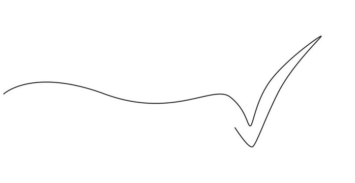 Animated self drawing of Continuous line is creating the shape of a check mark, One continuous line drawing check mark, Video of check mark, Check mark. 4K HD