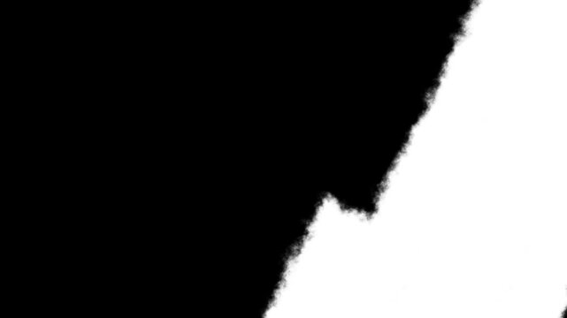 Grunge Brush Stroke Transition Animation with Rough Ink Edges And Organic Paint Texture Sweeping Across The Screen For Scene Changes On Transparent Black and White Background.