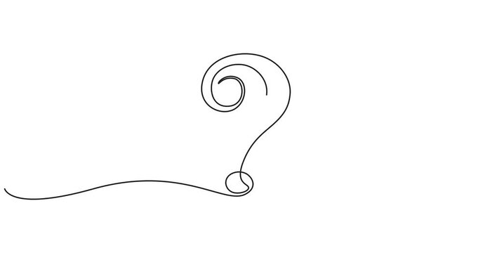 Animated self drawing of Question mark linear background. One continuous drawing of a question mark. Vector illustration, Question mark continuous one line. Hand drawn black quastion mark i