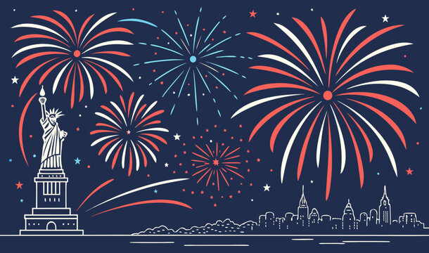 fireworks over the american flag
