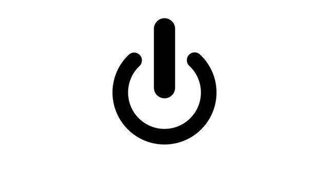 Power button on white background, Neon light power button turning on and off animation. Power Switch symbol video animation
