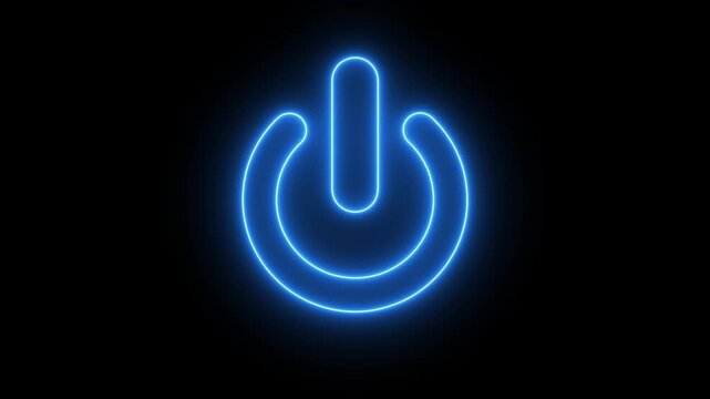 Glowing neon Power reset button sign animation. start turn on off button animation, 4K videos