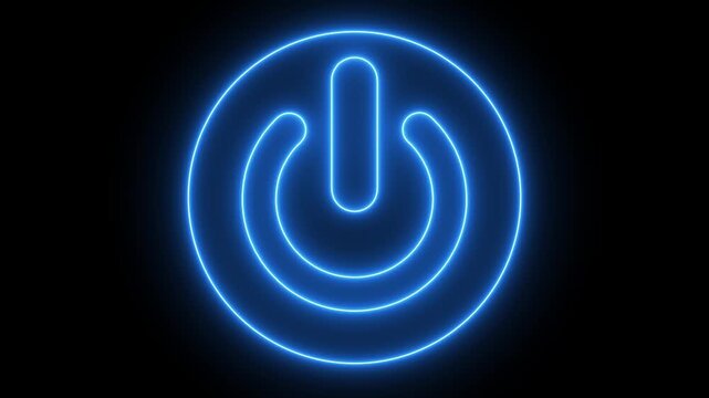 Glowing neon line power button icon animation. power button turning on and off 4k video. power off / on button animation, reset button icon. 
