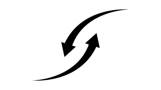 Minimal Black Opposite Curved Arrows on White Background &ndash; Abstract Exchange, Refresh, Rotation and Cycle Symbol