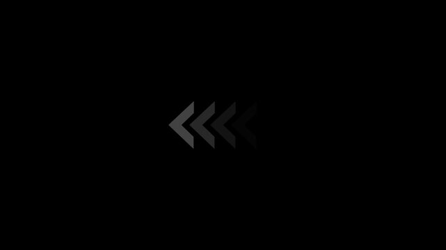 Left-directional arrow loop animation. Arrow moving left on black background