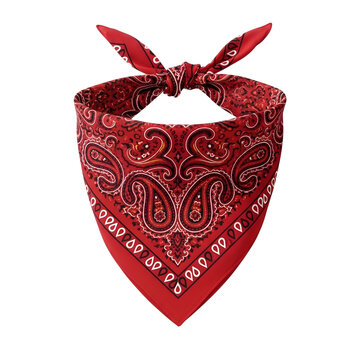 Red bandana with bow tie design isolated on transparent background