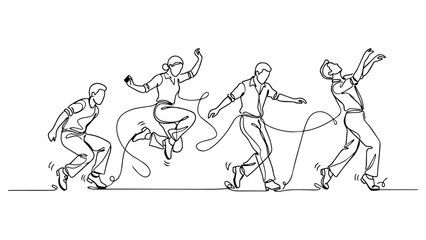 Fototapeta premium People Dancing Continuous Line Art Vector Illustration