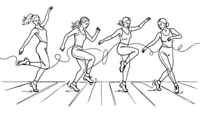 Tap Dancers Continuous Line Art Illustration
