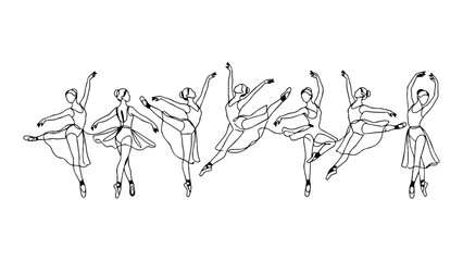 Ballerina continuous line art set, ballet dancers vector © Stock Master 