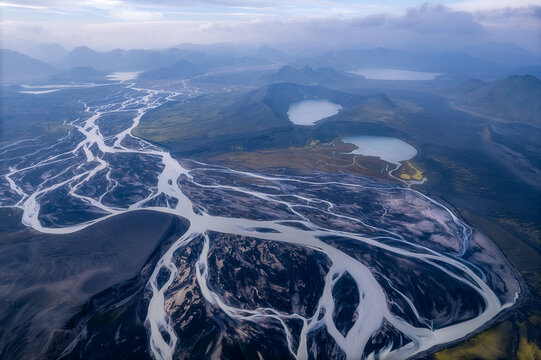 Iceland Highland rivers: nature's network, flow, and freedom