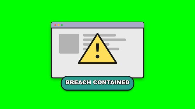 Breach contained security alert notification on a computer browser window