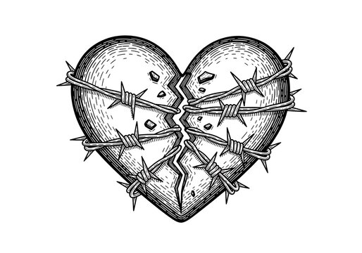 A broken heart wrapped in barbed wire