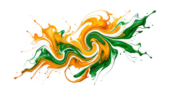 Indian flag colors paint splash isolated on transparent background