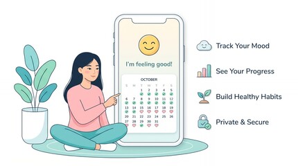 Obraz premium Mental health and habit tracking mobile application concept