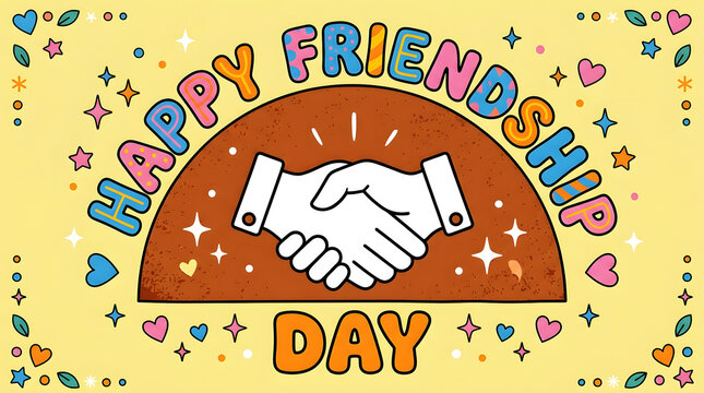 Happy friend day, dog holding heart-shaped balloons, colorful background celebration