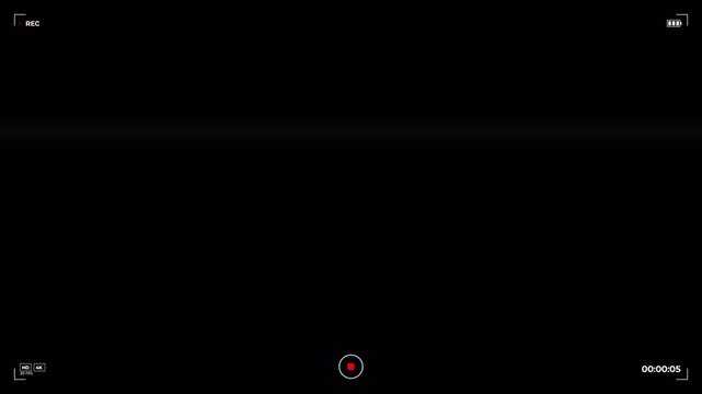 Camera Recorder Screen Interface Overlay with Running Digital Timer and Battery Status HUD for Professional Cinematography and Video Production Footage 4k video