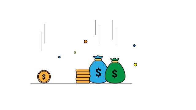 Financial Savings and Money Management Concept with Coins and Bags