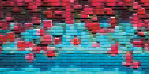 Colorful Abstract Graffiti Mural On Brick Wall With Mosaic Texture And Vibrant Palette © Aulia