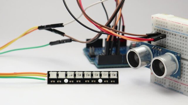 LED strip glowing colors with sensor module and microcontroller