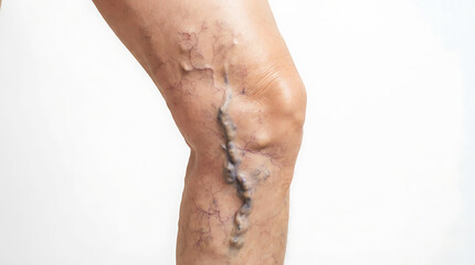Fototapeta premium Varicose veins on human leg, close-up view