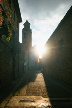 Sunlit Medieval Village Alley