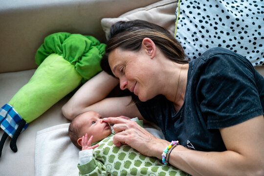 Mother with her newborn daughter 