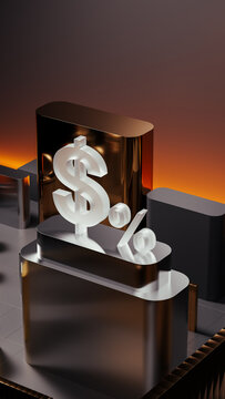 Wealth planning concept with dollars and investment symbols in design